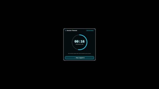 Session Timeout Inactivity Countdown Warning Card 4K Overlay