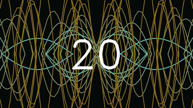 Abstract geometric pattern with number 20 on black background