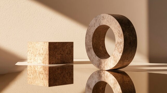 Artistic Still Life Composition with Geometric Shapes and Shadow Play