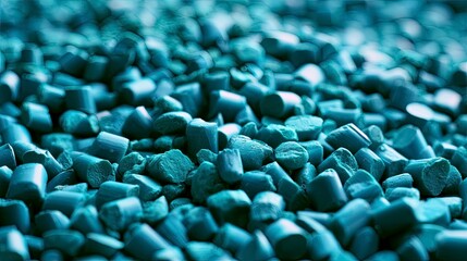 Obraz premium Close-up of scattered blue chalk pieces on a textured surface for educational or artistic use