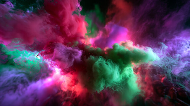 Vibrant Colorful Powder Smoke Explosion Abstract Background