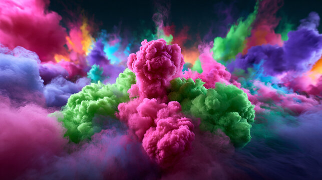 Vibrant Colorful Powder Explosion Abstract Background for Holi Festival