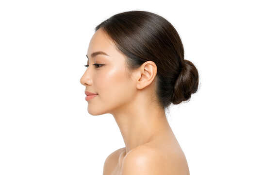 A young woman with smooth, glowing skin, likely from skincare products or a facial treatment.