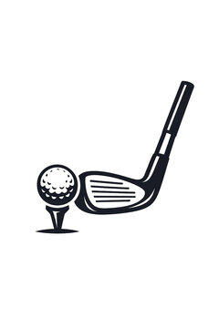 A golf club, ball and tee set, ready for a game.
