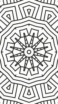 Vertical Video Black White Line Art Kaleidoscope Outline Geometric Loop