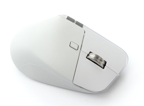 Modern wireless computer mouse isolated on pure white background