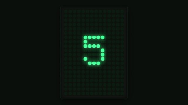 Dot matrix 10 second countdown timer animation