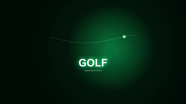 Cinematic Golf Championship Intro Background with Glowing Motion Ball, Dynamic Curve Arc, and Emerald Green Ambient Lights