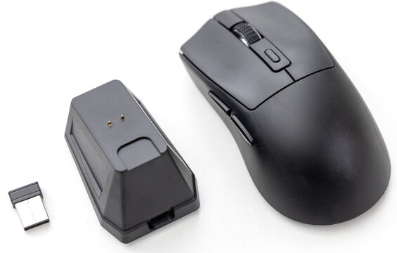 Wireless computer mouse with charging dock and USB receiver