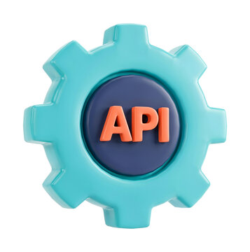 3D API Gear Icon Representing Application Programming Interface Integration and Software Development Technology