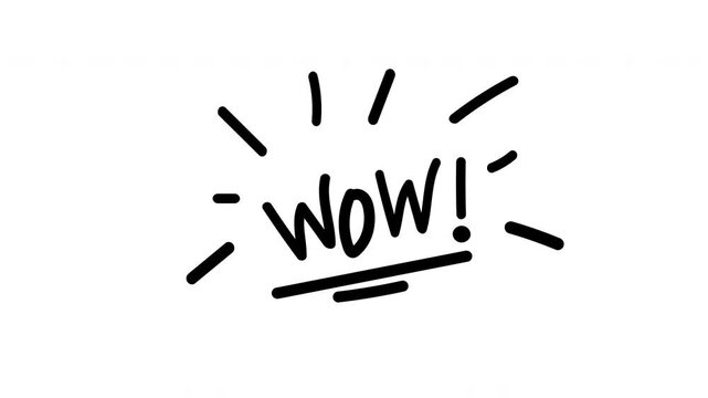 Animation  wow text comic expression , for emotion in white  background 4k