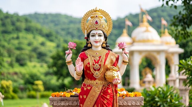 Indian Hindu Goddess Sheetla Mata at divine environment. sheetla Puja, divine Theme, closeup,