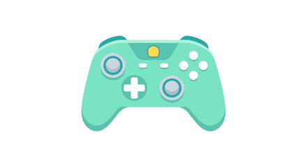 A teal gamepad illustration presents a flat vector design on a white background © rakjone25