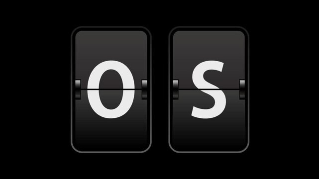 Flip text animation of a board showing the word os with transparent background video & looping alpha channel.