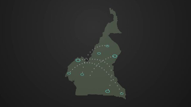 Cameroon Map Animation Showing Signal Transmission from One Location to Another