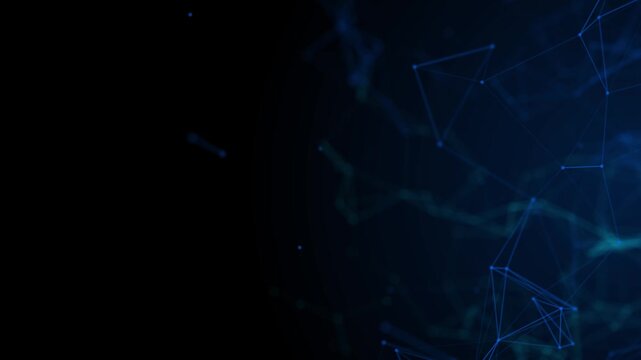 Abstract digital network background with glowing blue connection lines and dots. Concept for 5G technology, big data, cloud computing, global communication, and cyber security.