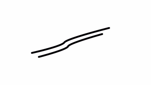  organic line doodle on white background for video annotation,Two black underline animation on white background, minimalist sketch motion graphic for highlighting text,with alpha channel in 4k.