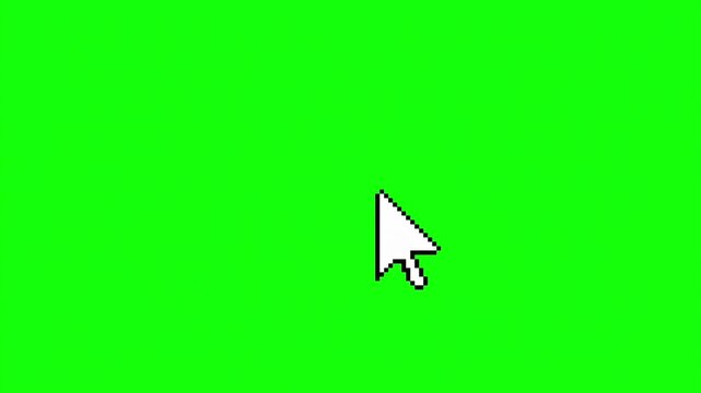 Computer cursor arrow hovering over a vibrant green screen background