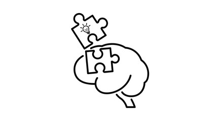 Fototapeta premium Puzzle Brain Idea Lightbulb Icon