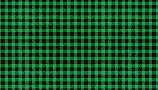Green and black buffalo plaid seamless pattern lumberjack plaid texture. Classic green and black gingham buffalo plaid fabric texture pattern. Traditional checkered pattern background for lumberjack .