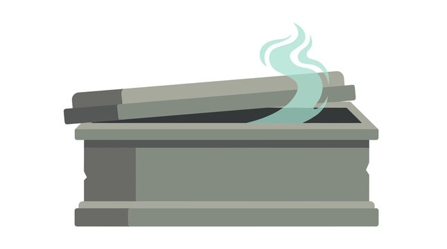 Stone sarcophagus with rising vapor flat vector illustration