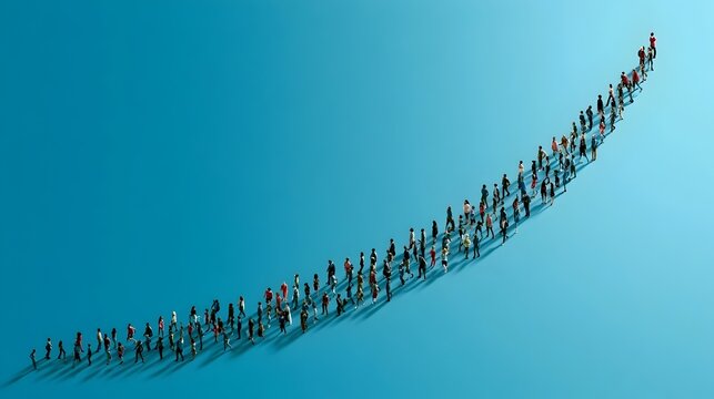 Upward-pointing arrow formed by people: a conceptual illustration of growth and diversity Stock Illustration