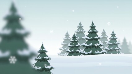 Obraz premium Snowy winter forest landscape with pine trees with trees falling snowflakes displays serene winter scene snow covered background vegetation with outdoors