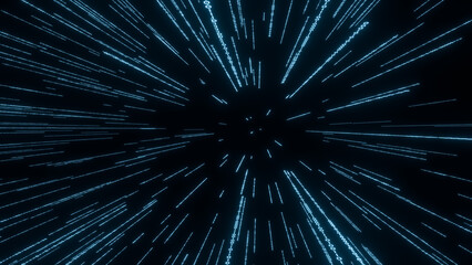 Fototapeta premium Futuristic digital lines create sense of speed and motion in dark space, evoking feeling of technology and innovation