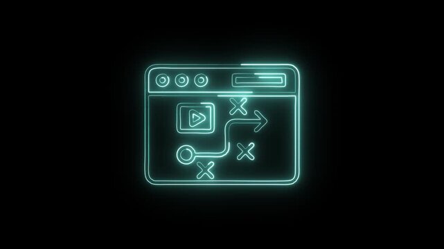 Browser Flow Diagram Animation with Glowing Lines on Black Background