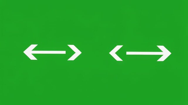 Arrow icons expanding and contracting on green screen background representing data flow and expansion