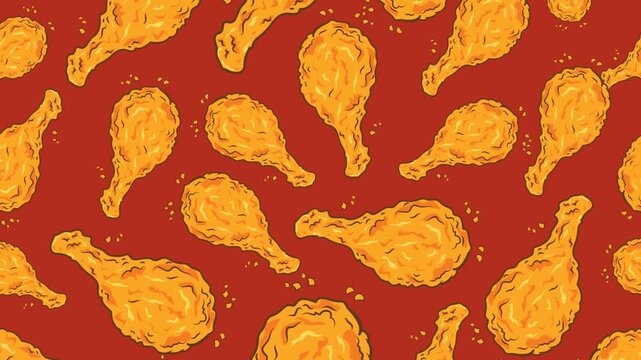 Animated Chicken Pattern  Seamless Vertical Loop