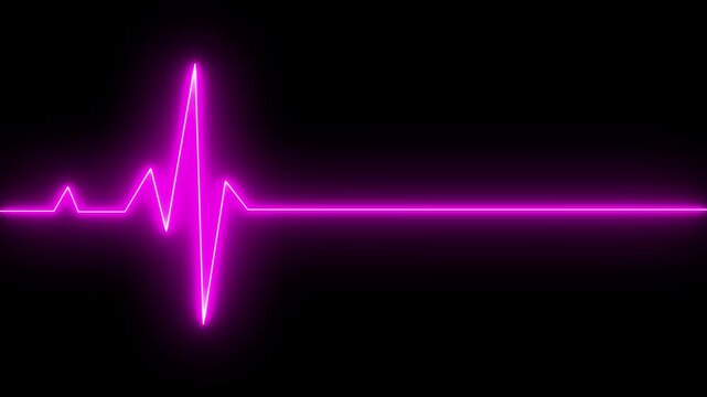 Neon pink ekg heartbeat pulse line animation on black background