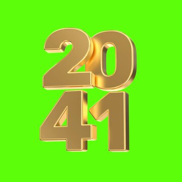 Gold 3d 2040 year digits
