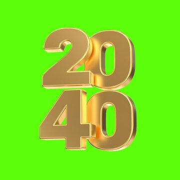 3D gold 2039 year digits