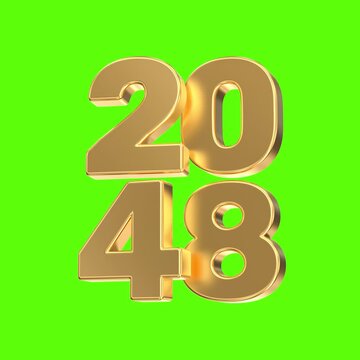 Gold metallic year 2047 digits