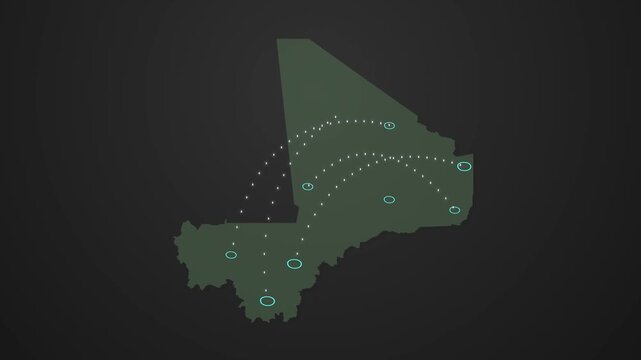 Mali Location Map with Moving Signal Waves and Connection Animation