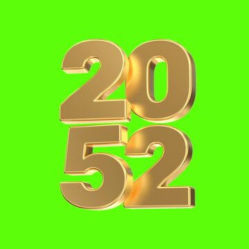 3D golden year 2052 numerals