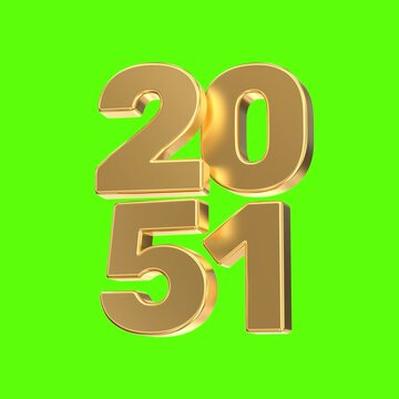 Gold 3D year 2050 digits