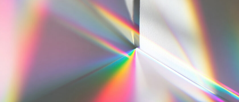 abstract prism light spectrum beams radiate from bright core over calm gray field for futuristic web design backdrops
