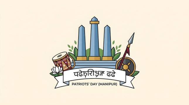 Patriots Day Manipur August 13 Vector Illustration