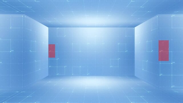 Dynamic Blue Tech Broadcast Virtual Studio Background with Chroma Key Display Screen and Hud Overlay