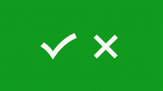 Animated Checkmarks and Crosses appearing on green and black backgrounds for decision making and approval concepts