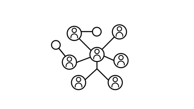 Social network connection diagram animation, people linking together for global communication and digital business networking concept