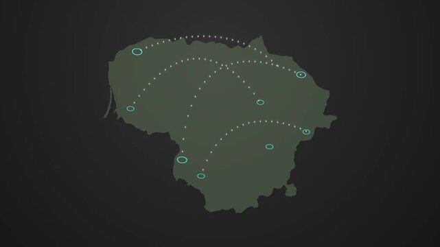 Lithuania Map Signal Transmission Animation for Communication and Connectivity