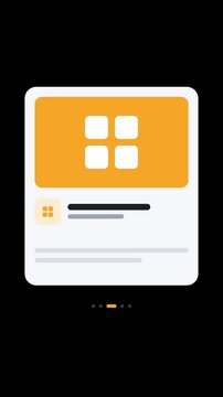 Vertical Mobile App Card Carousel Sliding Through Five Colorful Onboarding Screens on Black Background for Luma Key 4K
