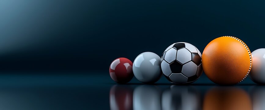 Sport balls in a row