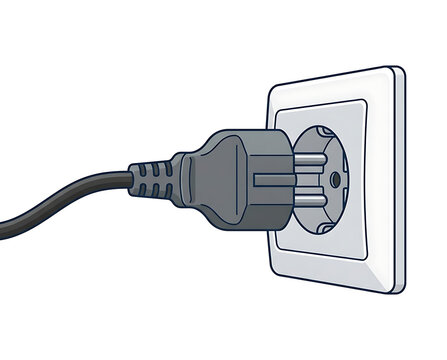 Electrical Power Outlet with Plug Inserted Ready for Energy Supply