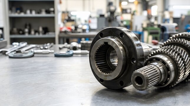 industrial spline broached hub beside precision transmission shaft for high torque mechanical power transmission