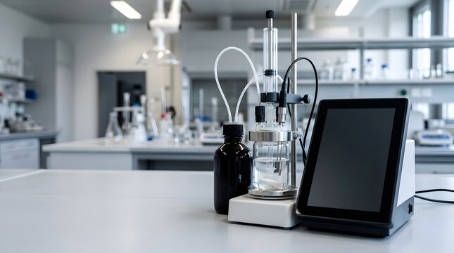 laboratory karl fischer titration system with sealed reagent chamber for moisture analysis