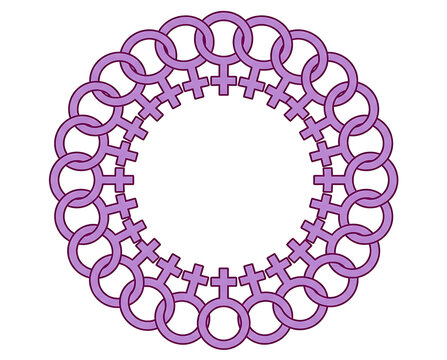 Feminist Symbol Circle Arrangement Interlocking Female Gender Sign Forming a Circular Pattern